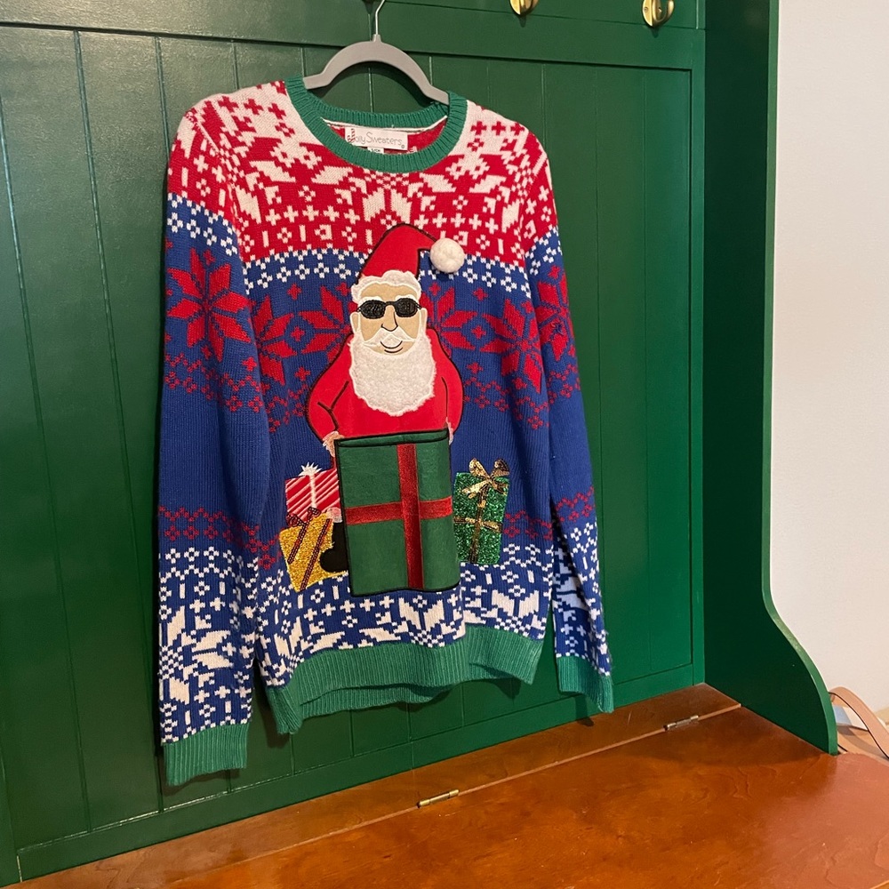 D in a box ugly Christmas sweater